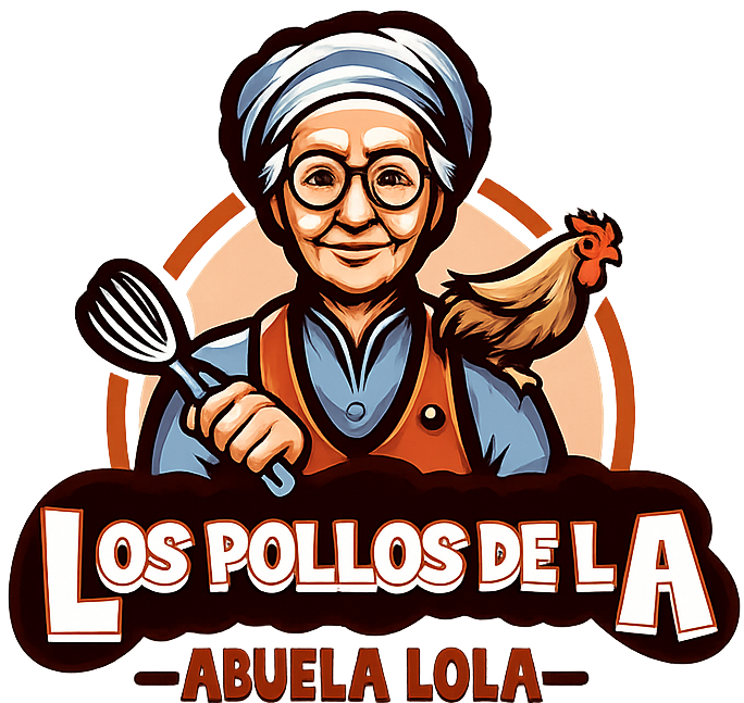 Logo Los Pollos de la Abuela Lola - Abuela cocinera con pollo y batidor